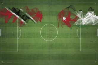 Trinidad and Tobago vs Jordan Soccer Match, national colors, national flags, soccer field, football