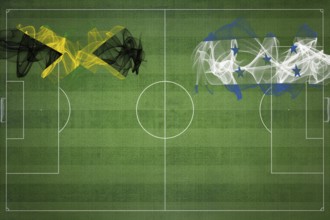 Jamaica vs Honduras Soccer Match, national colors, national flags, soccer field, football game,