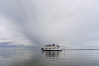 Fishbourne, Isle of Wight, England, UK, April 16, 2023: A ferry arriving in the harbour