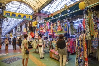People shopping at First Makishi Public Market in Naha, Okinawa, Japan, Asia