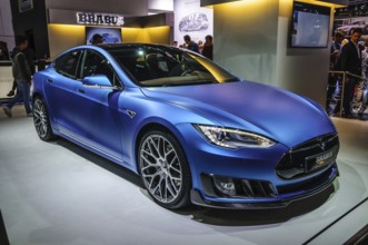 FRANKFURT - SEPT 2015: Tesla Model S Brabus presented at IAA International Motor Show on September