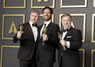 Guillaume Rocheron, Dominic Tuohy and Greg Butler at the 92nd Academy Awards, Press Room held at