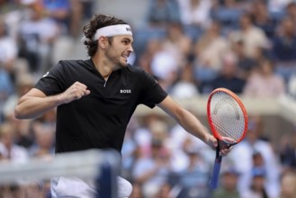 Tennis player Taylor Fritz celebrates at the US Open 2024 Championships, Billie Jean King Tennis