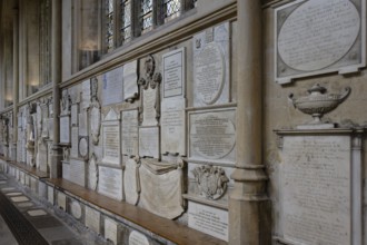 Interior view, tombstone, Bath Abbey, Bath, England, Great Britain