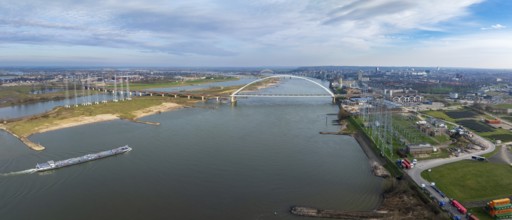 Aerial view of a modern bridge called