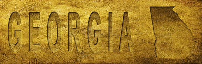 Georgia Map and Text on Grunge Gold Texture