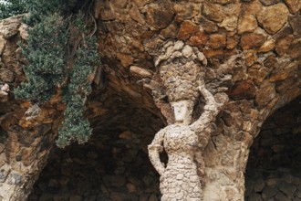 Walking alleys in the Park Guell, Barcelona, Spain.