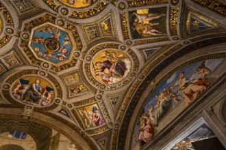VATICAN CITY, VATICAN, JUNE 12, 2015 : interiors and architectural details of Raphael rooms in