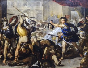 Luca Giordano, Perseus turning Phineas and his followers to stone, around 1660, oil on canvas,