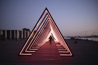 Copenhagen, Denmark, February 05, 2020: Art installation The Wave on Ofelia Square by artists