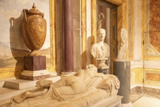 Rome, Italy, 28 December 2023: Galleria Borghese, Borghese Gallery, ancient art museum interior,