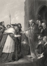 Kardinal Wolsey beim Betreten der Abtei von Leicester, Szene aus Heinrich VIII, Akt IV, Szene 2,