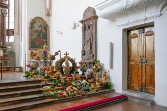 Harvest festival decoration in the collegiate church of St Peter and St John the Baptist,