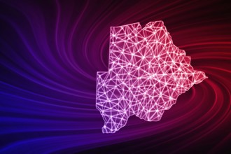 Map of Botswana, Polygonal mesh line map, modern map