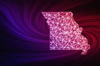 Map of Missouri, Polygonal mesh line map, modern map
