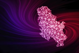 Map of Serbia, Polygonal mesh line map, modern map