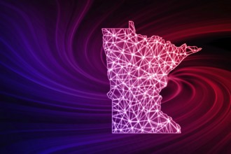 Map of Minnesota, Polygonal mesh line map, modern map
