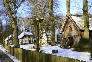 Historical Farm Museum in Winter in the Town Walsrode, Lower Saxony, Germany, Europe