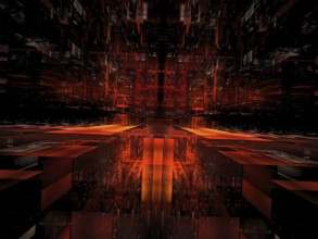 Abstract 3d illustration - computer-generated fractal. Digital art: translucent block hall or