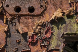 Old rusty railway vehicle parts