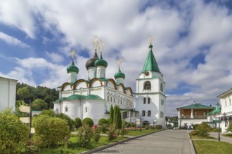 Pechersky Ascension Monastery in Nizhny Novgorod, Russia. Ascension Cathedral and bell tower