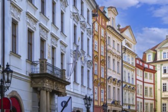 Street with historical houses in Prague, Czech republic