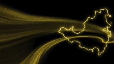 Map of Saint Martin, Gold glitter map on dark background