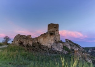 San Nicolò, Italy, 13 December, 2023: view of the Torre Marrana watchtower ruins in San Nicolò on