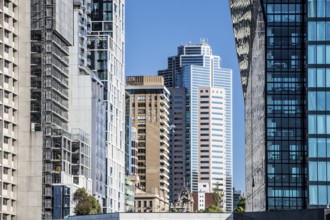 MELBOURNE, AUSTRALIA, OCTOBER 31 2021: Views around Birrarung Marr from William Barak Bridge of