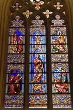 Saint Patricks Old Cathedral or Old St. Patricks, Lower Manhattan, Detailed stained glass window