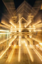 Facade of the Roman Catholic parish church of St Xavier, zoom effect, Leoben, Styria, Austria,