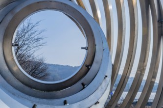 Cheonan, South Korea. January 3, 2020: Closeup sculpture of concentric circles inside one another