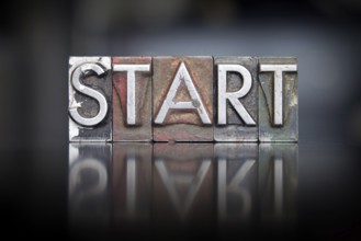 The word Start written in vintage letterpress type