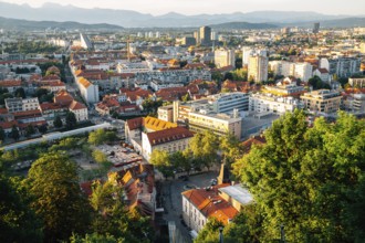 Panoramic view of Ljubljana city from Ljubljana Castle in Slovenia