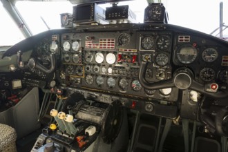 Flight desk control panel on an airplane designed for aerial cartography, reconnaissance and