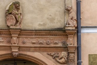 Detail of famous historical buildings from the German Renaissance from 1609 Head house by the