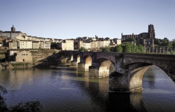 Albi, city view with the cathedral Sainte-Cécile, view over the Tarn