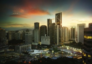 Cityscape with modern and developmental, twilight scene, Kuala Lumpur, Malaysia, Asia