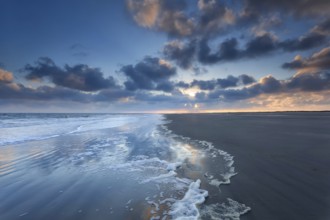 Sunrise on North sea coast, Schiermonnikoog, Netherlands
