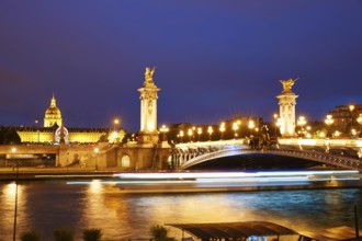 Pont Alexandre III in Paris France sunset over Seine river