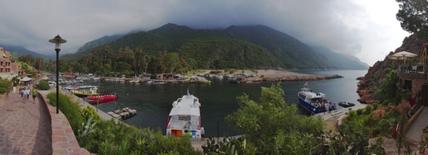 The harbour of Porto-Marina in the Bay of Porto, Corsica