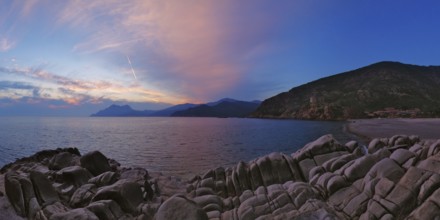 Evening atmosphere on the beach in Porto, Corsica