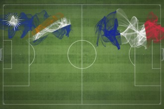 Marshall Islands vs France Soccer Match, national colors, national flags, soccer field, football