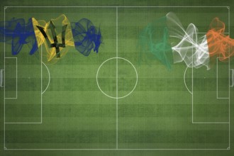 Barbados vs Ireland Soccer Match, national colors, national flags, soccer field, football game,