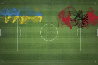 Rwanda vs Albania Soccer Match, national colors, national flags, soccer field, football game,