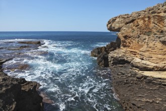 Picturesque coast of Mediterranean sea in the early spring. White rocks and grottoes Rosh-a-Nikra