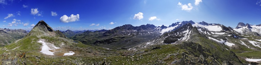 Panoramic view from Piz R6, Silvretta, Vorarlberg, Austria, Europe