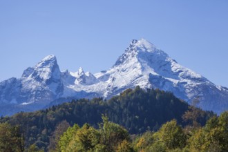 Watzmann in autumn, Berchtesgaden, Berchtesgadener Land, Upper Bavaria, Bavaria, Germany, Europe