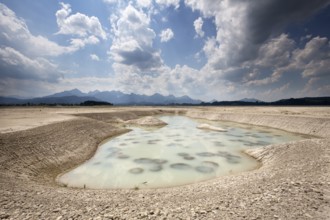 Waterless Forggensee in Ostallgäu, Germany, Europe