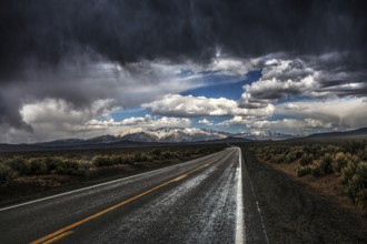 Thunderstorm front on Highway 6, Montgomery Pass, Excelsior Mountains, Nevada, USA, North America